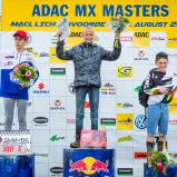 ADAC MX Masters, Lichtenvoorde, Siegerehrung, Petr Polak (KTM / Tschechien), Rick Elzinga (KTM / Niederlande), Rasmus Pedersen (KTM / Dänemark)